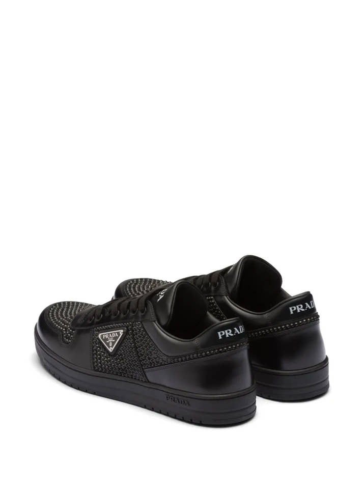 Prada crystal-embellished leather sneakers