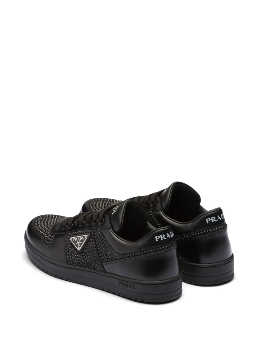 Prada crystal-embellished leather sneakers