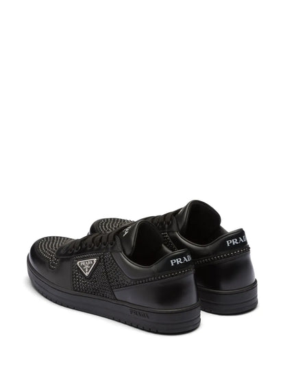 Prada crystal-embellished leather sneakers