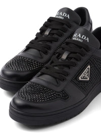 Prada crystal-embellished leather sneakers